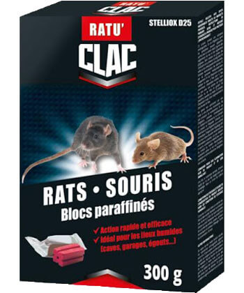 Souricide raticide blocs hydrofuges 300g