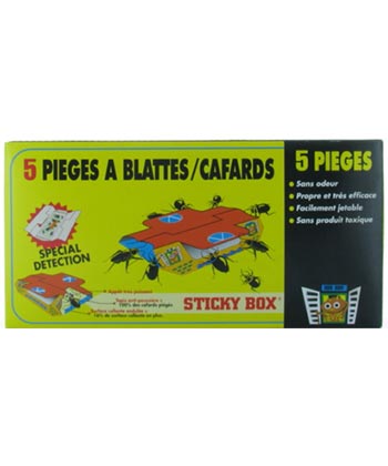 5 pièges anti-cafards STICKY BOX